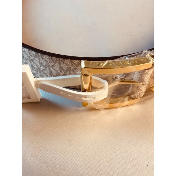 NWOT MICHAEL KORS Women’s MK Signature Belt White Vanilla sz L main image 5